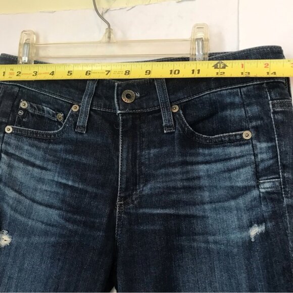 AG Adriano Goldschmied The Beau High Rise Slouchy Skinny Jeans Dark Distress 24R - Picture 13 of 16